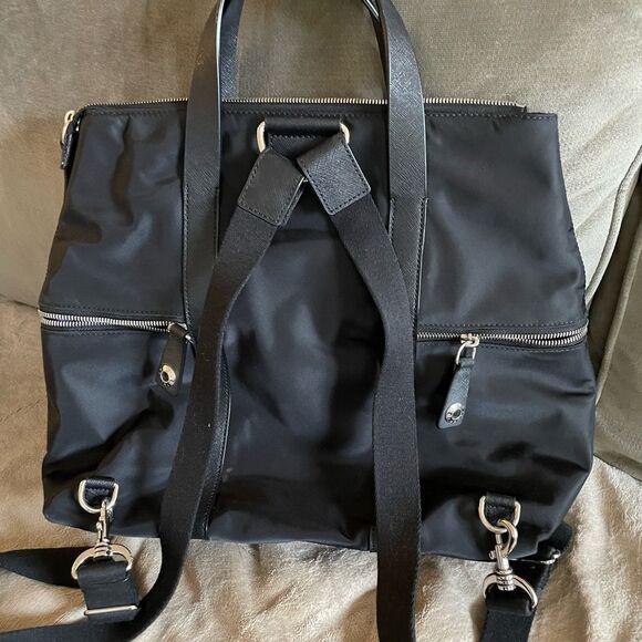 Henri Bendel Black Jetsetter Nylon Convertible Tote Bag Silver Hardware Handbag main image 5
